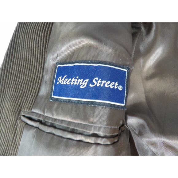 Meeting Street Mens Corduroy Blazer 44L Long Brown Double Button Career Party - Picture 7 of 16